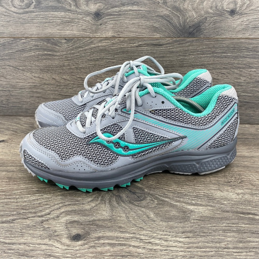 Saucony Cohesion Running Shoes Womens 10 Grey Teal Mesh Athletic Sneakers - Picture 2 of 9